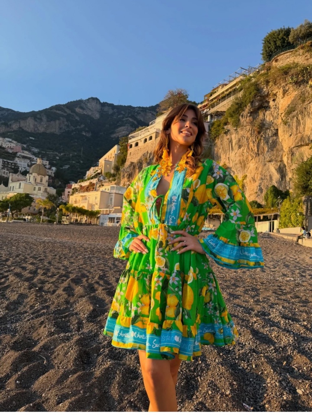 JUST LANDED ANTICA SARTORIA 2026 VIBRANT GREEN LEMON DRESS NWT O/S